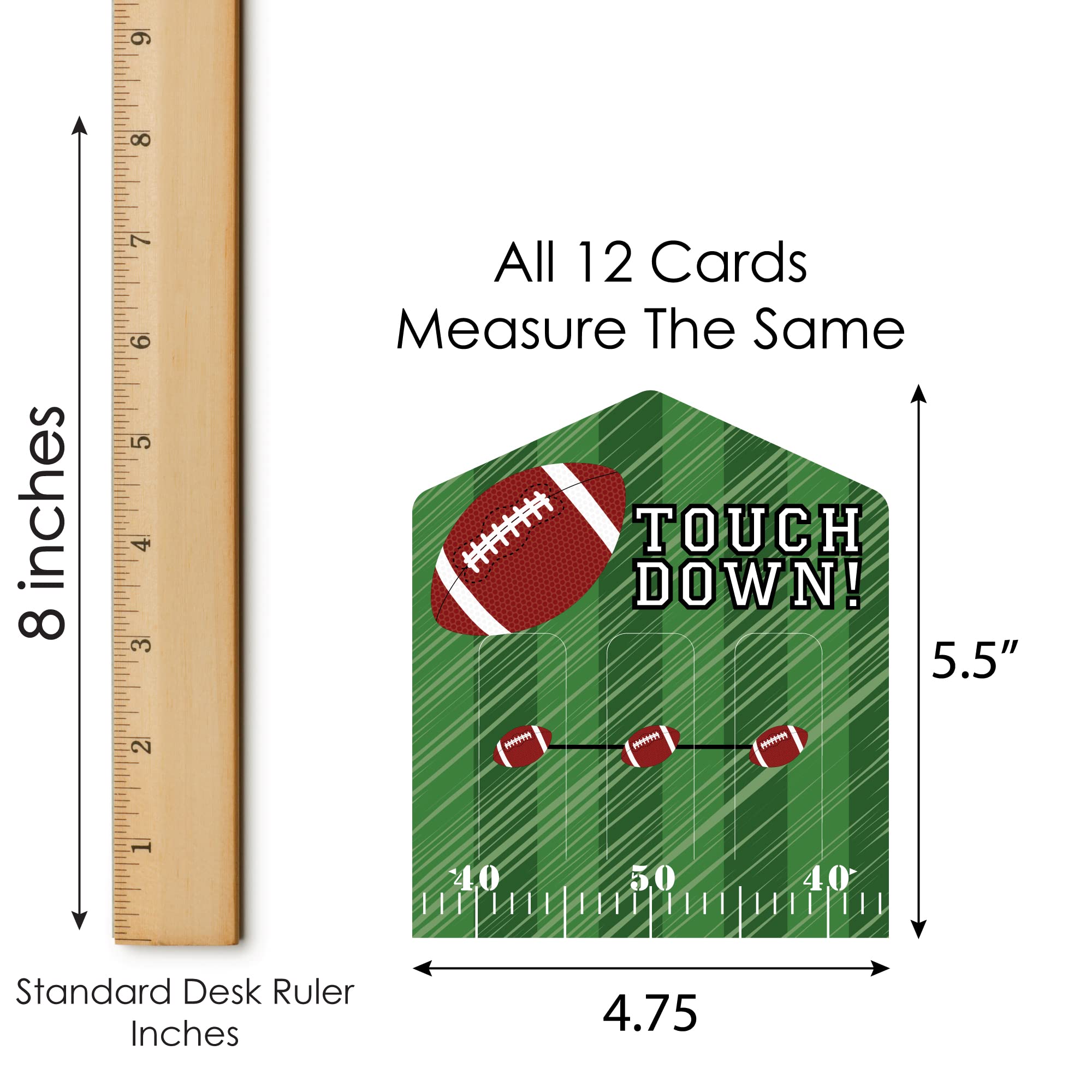 Big Dot Of Happiness End Zone - Football - Baby Shower Or Birthday Party Game Pickle Cards - Pull Tabs 3-In-A-Row - Set Of 12